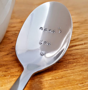 Natural Finish Customisable Nana's Tea Hand Stamped Teaspoon