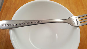 Custom Text On The Handle And Base Of The Fork, Wedding Anniversary Gift