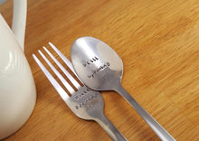 Load image into Gallery viewer, Fork And Spoon Wedding Anniversary Fork,Fork Puns, Hand Stamped Fork