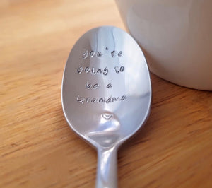 Custom Hand Stamped Spoon - Text on the Bowl