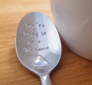 Custom Hand Stamped Spoon - Text on the Bowl