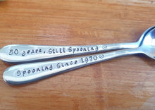Load image into Gallery viewer, Custom Anniversary Spoon Set,  Hand Stamped Spoons