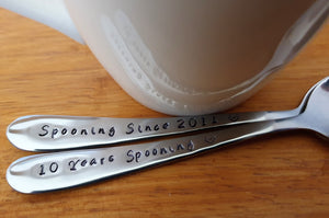 Customisable Years Spooning,Spooning Since,Set Of Hand Stamped Spoons