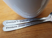 Load image into Gallery viewer, 2 x Teacher Hand Stamped Spoons