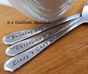 3 x  Custom Spoons. Your text on 3 spoons.