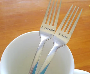 I love You, I know,Fork Gift Set Wedding Cake Utensils Cutlery for Bride and Groom
