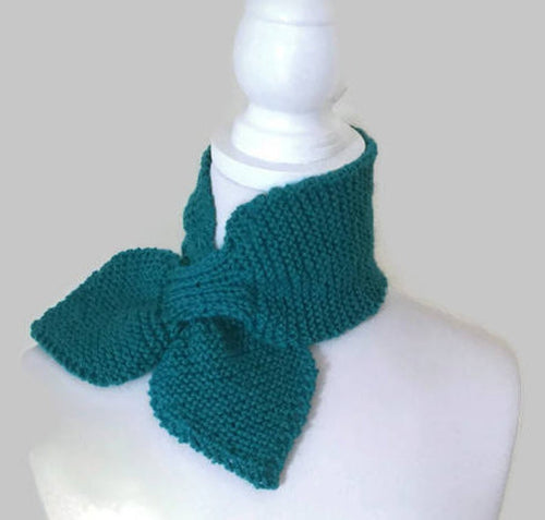 Teal Pure Wool Bow Tie Scarf
