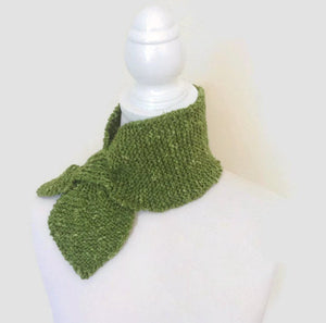 Silk And Pure Wool Pea Green Bow Tie Scarf