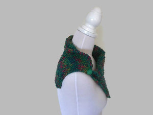 Pure Wool Green Flecked Cowl