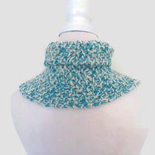 Load image into Gallery viewer, Pure Wool  Cowl Aqua and White  Cowl