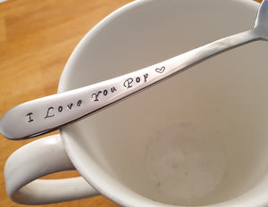 I Love You Pop, Hand Stamped Teaspoon
