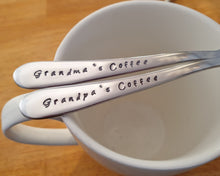 Load image into Gallery viewer, Customisable Grandma&#39;s Coffee,Grandpa&#39;s Coffee, Hand Stamped Tea, Spoon Set