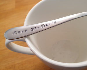 Love You Dad, Dad Gift, Hand Stamped Spoon
