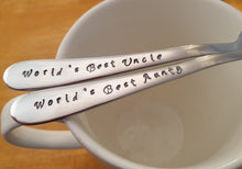 Load image into Gallery viewer, World&#39;s Best Aunty, World&#39;s Best Uncle, Teaspoon Set