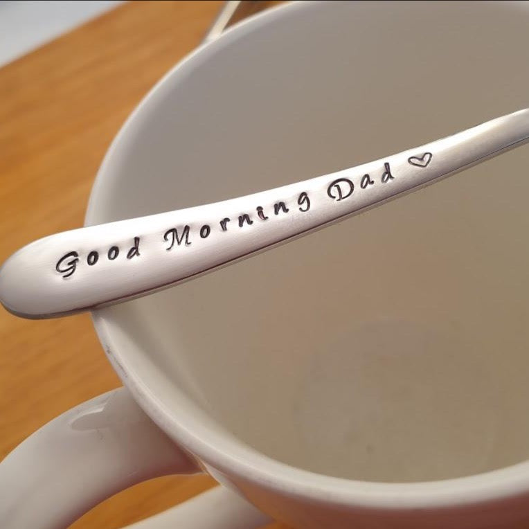 Good Morning Dad,Dad Gift, Hand Stamped Spoon